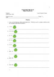 English worksheet: Numbers