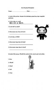 English worksheet: Oral English