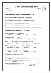 English worksheet: simple test