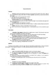 English Worksheet: Transitions