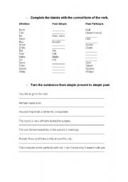 English worksheet: Exercises for simple past.