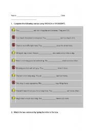 English Worksheet: SHOULD SHOULDNT EXERCISE