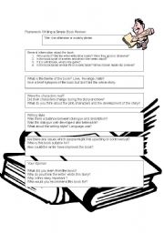 English Worksheet: Writing Book Reviews : A Framework for Scaffolding