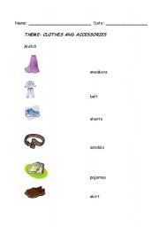 English worksheet: Clothes and Accessories