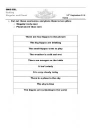 English worksheet: singular or plural?