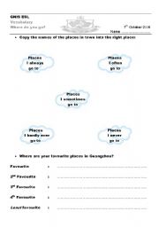 English worksheet: Where do you go?  