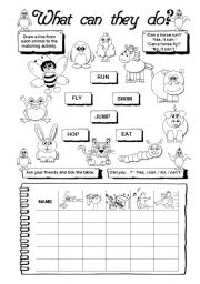 English Worksheet: What can they do?