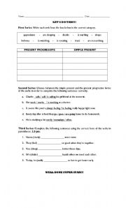 English Worksheet: simple present - present progressive