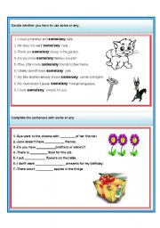 English Worksheet: some and any