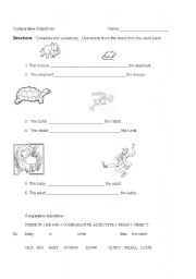 English Worksheet: Comparative Adjectives for Beginners