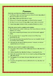 English Worksheet: pronouns Exercise