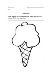 English Worksheet: Ice Cream Shape Poem