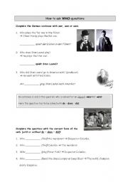 English worksheet: How to ask who-questions