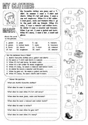 English Worksheet: MY CLOTHES (1)