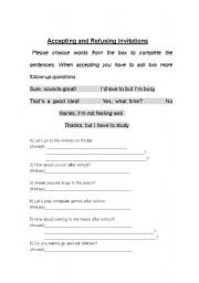 English Worksheet: Accepting and Refusing Invitations