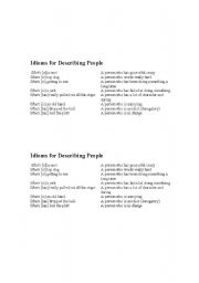 English Worksheet: idioms