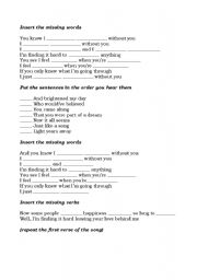 English Worksheet: Cant smile without you