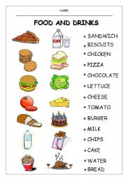 English Worksheet: Food & Drinks