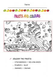 English Worksheet: FRUITS AND COLOURS