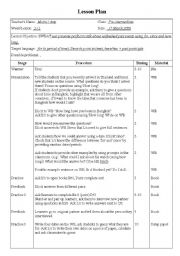 English worksheet: lesson plan use present perfect tense