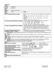 English Worksheet: lesson plan