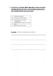 English worksheet: Peters achedule
