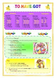 English Worksheet: To have got - Exercises