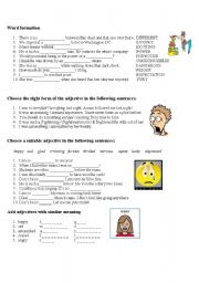 English Worksheet: Feelings, word formation