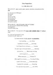 English Worksheet: Time Prepositions