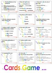 English Worksheet: CARDS GAME FOR A SENIORS