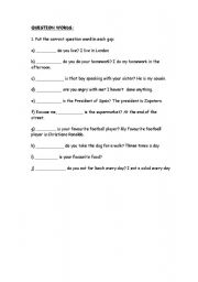 English Worksheet: QUESTION WORDS