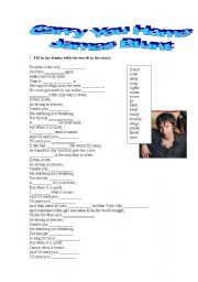 English worksheet: carry you home lyrics