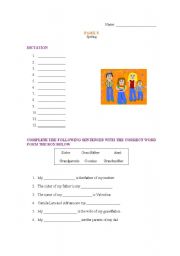 English worksheet: Familys spelling