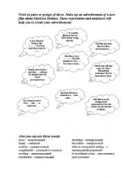 English Worksheet: An advertisement of a new film