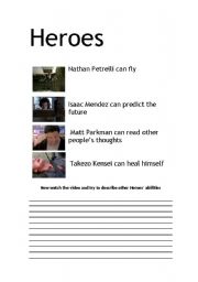 English worksheet: Heroes - Abilities