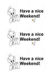 English worksheet: have a nice weekend