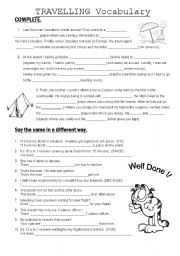 English Worksheet: TRAVELLING : Vocabulary & grammar exercises