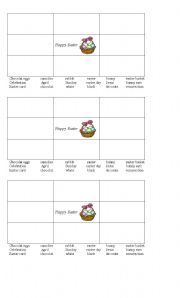 English Worksheet: easter bingo