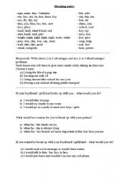 English worksheet: Rhyming pairs: poems; discussion; If-clause/ Conditional 2