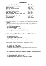 English Worksheet: Rhyming pairs: poems; discussion; If-clause/ Conditional 2