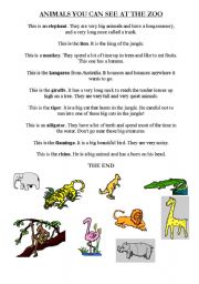 English worksheet: animals