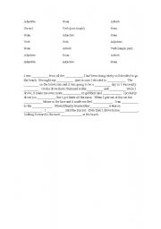 English worksheet: day at the beach madlib