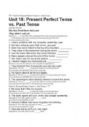 English Worksheet: past tense