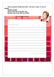 English worksheet: writing a postcard grown ups