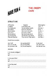 English worksheet: verb to be ande ING form