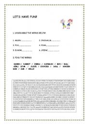 English worksheet: lets have fun