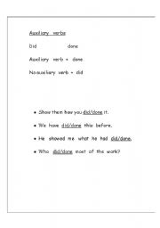 English worksheet: did   or   done
