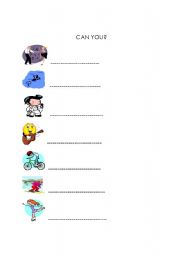 English Worksheet: can you?