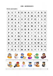 English Worksheet: Jobs - wordsearch