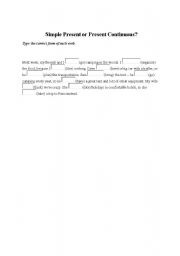 English worksheet: Present Simple or Present Continuous 